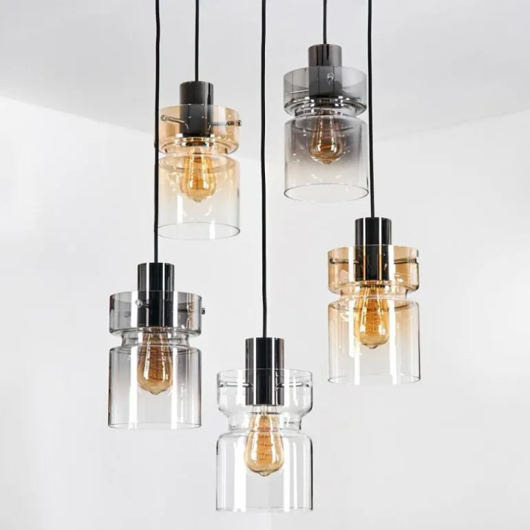 Hasvik Suspension, Suspension Chrome, Noir, 5 lumières