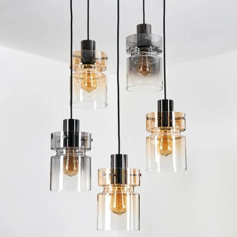 Hasvik Suspension, Suspension Chrome, Noir, 5 lumières