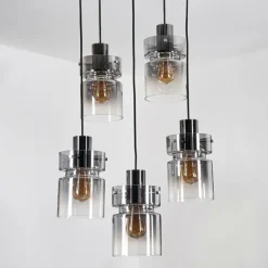 Hasvik Suspension, Suspension Chrome, Noir, 5 lumières