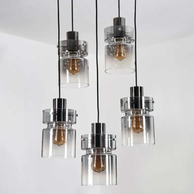 Hasvik Suspension, Suspension Chrome, Noir, 5 lumières