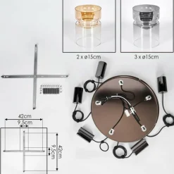 Hasvik Suspension, Suspension Chrome, Noir, 5 lumières
