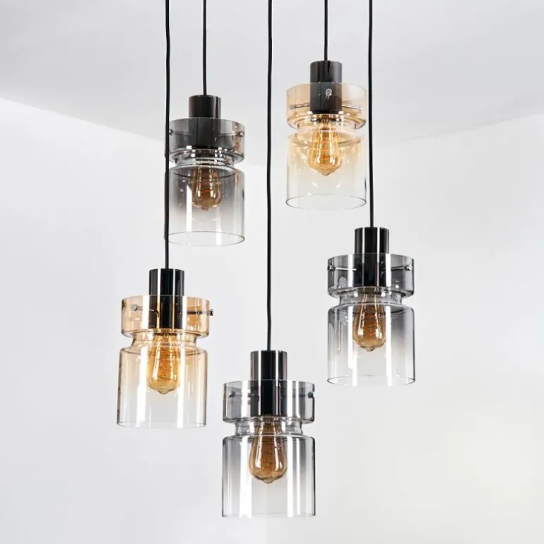 Hasvik Suspension, Suspension Chrome, Noir, 5 lumières