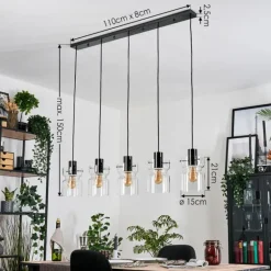 Hasvik Suspension, Suspension Noir, 5 lumières