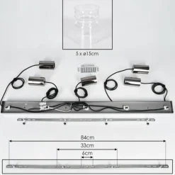 Hasvik Suspension, Suspension Noir, 5 lumières