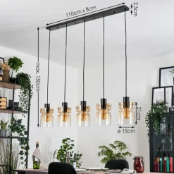 Hasvik Suspension, Suspension Noir, 5 lumières