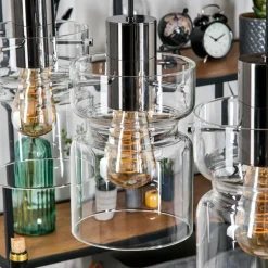 Hasvik Suspension, Suspension Chrome, Noir, 3 lumières
