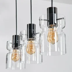 Hasvik Suspension, Suspension Chrome, Noir, 3 lumières