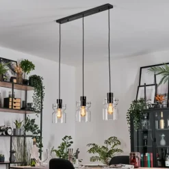 Hasvik Suspension, Suspension Chrome, Noir, 3 lumières
