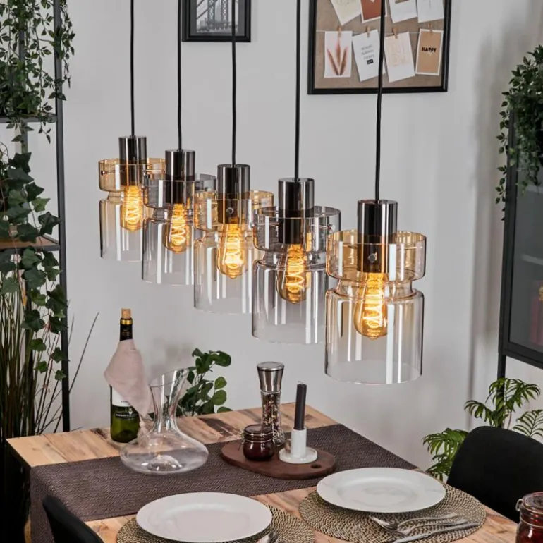 Hasvik Suspension, Suspension Noir, 5 lumières
