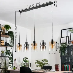 Hasvik Suspension, Suspension Noir, 5 lumières