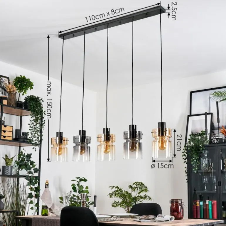 Hasvik Suspension, Suspension Noir, 5 lumières