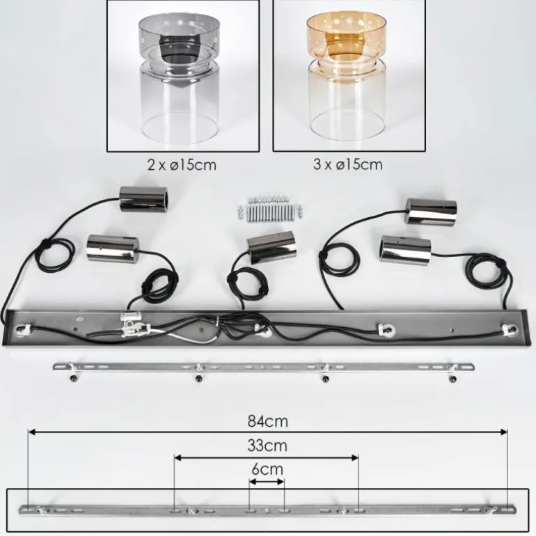 Hasvik Suspension, Suspension Noir, 5 lumières