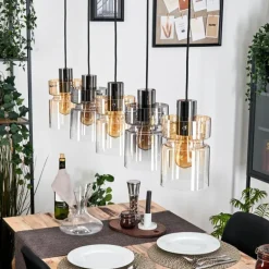 Hasvik Suspension, Suspension Noir, 5 lumières