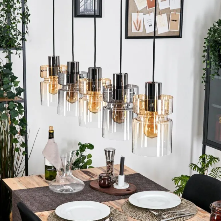 Hasvik Suspension, Suspension Noir, 5 lumières