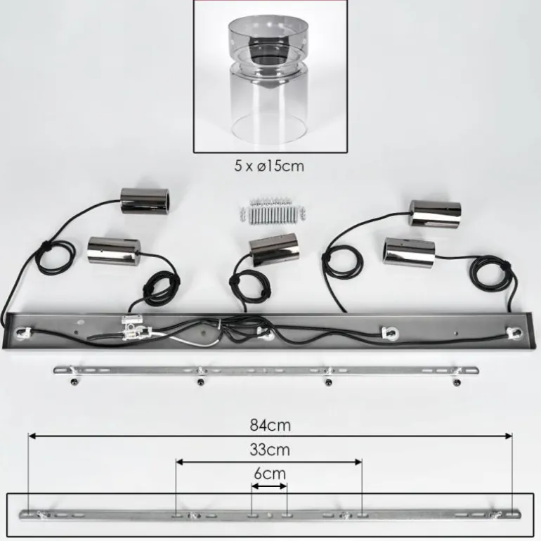 Hasvik Suspension, Suspension Noir, 5 lumières