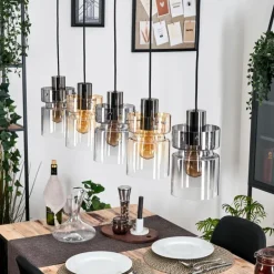 Hasvik Suspension, Suspension Noir, 5 lumières