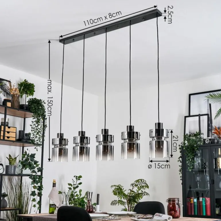 Hasvik Suspension, Suspension Noir, 5 lumières