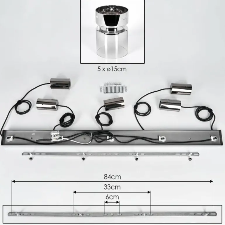 Hasvik Suspension, Suspension Noir, 5 lumières