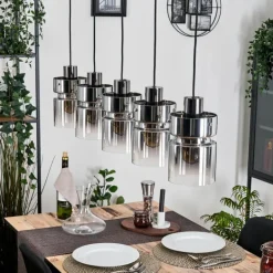 Hasvik Suspension, Suspension Noir, 5 lumières