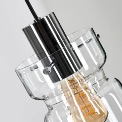 Hasvik Suspension, Suspension Chrome, Noir, 3 lumières