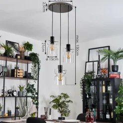 Hasvik Suspension, Suspension Chrome, Noir, 3 lumières
