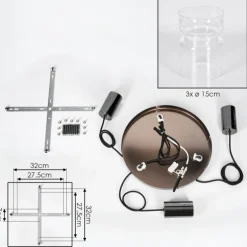 Hasvik Suspension, Suspension Chrome, Noir, 3 lumières