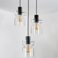 Hasvik Suspension, Suspension Chrome, Noir, 3 lumières