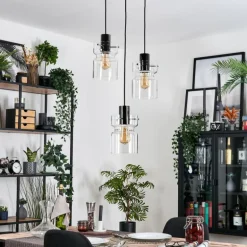 Hasvik Suspension, Suspension Chrome, Noir, 3 lumières