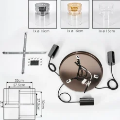 Hasvik Suspension, Suspension Chrome, Noir, 3 lumières