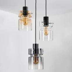 Hasvik Suspension, Suspension Chrome, Noir, 3 lumières
