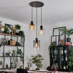 Hasvik Suspension, Suspension Chrome, Noir, 3 lumières