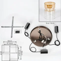 Hasvik Suspension, Suspension Chrome, Noir, 3 lumières