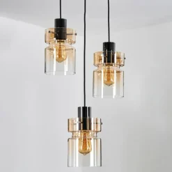 Hasvik Suspension, Suspension Chrome, Noir, 3 lumières