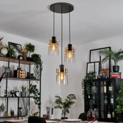 Hasvik Suspension, Suspension Chrome, Noir, 3 lumières