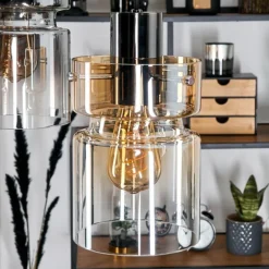 Hasvik Suspension, Suspension Chrome, Noir, 3 lumières