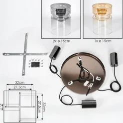 Hasvik Suspension, Suspension Chrome, Noir, 3 lumières