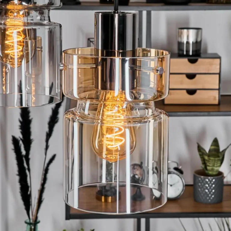 Hasvik Suspension, Suspension Chrome, Noir, 3 lumières
