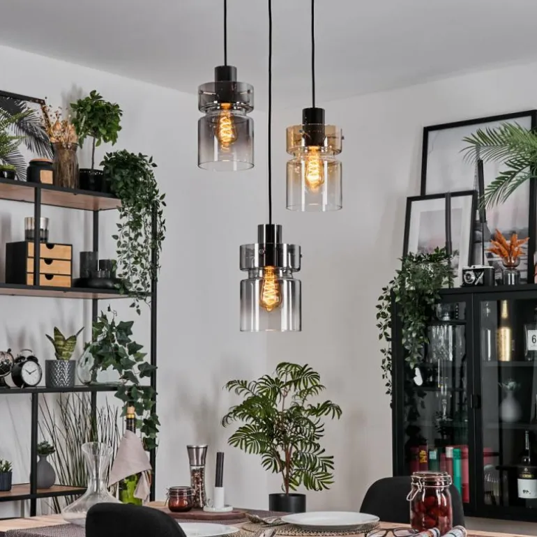 Hasvik Suspension, Suspension Chrome, Noir, 3 lumières