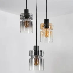Hasvik Suspension, Suspension Chrome, Noir, 3 lumières