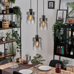 Hasvik Suspension, Suspension Chrome, Noir, 3 lumières