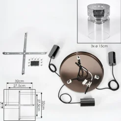Hasvik Suspension, Suspension Chrome, Noir, 3 lumières