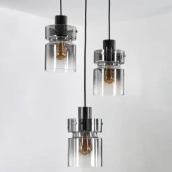 Hasvik Suspension, Suspension Chrome, Noir, 3 lumières
