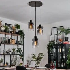 Hasvik Suspension, Suspension Chrome, Noir, 3 lumières