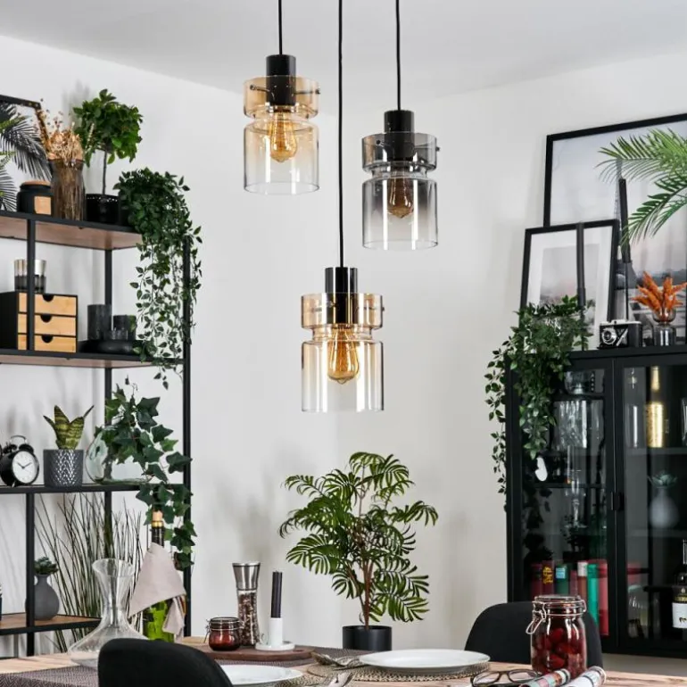 Hasvik Suspension, Suspension Chrome, Noir, 3 lumières