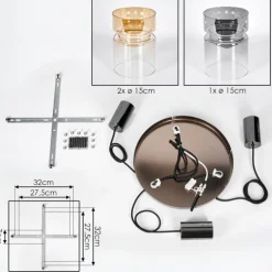 Hasvik Suspension, Suspension Chrome, Noir, 3 lumières