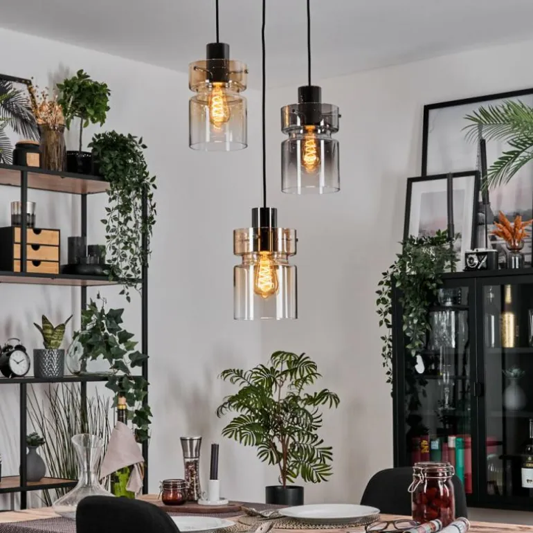 Hasvik Suspension, Suspension Chrome, Noir, 3 lumières