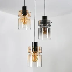 Hasvik Suspension, Suspension Chrome, Noir, 3 lumières
