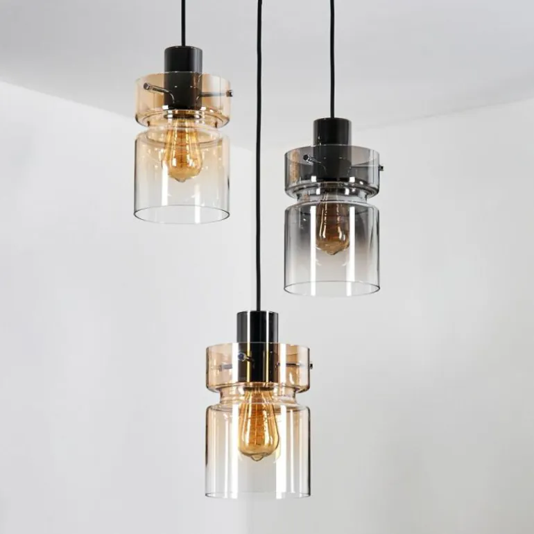 Hasvik Suspension, Suspension Chrome, Noir, 3 lumières