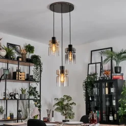 Hasvik Suspension, Suspension Chrome, Noir, 3 lumières