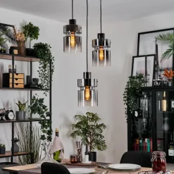 Hasvik Suspension, Suspension Chrome, Noir, 3 lumières
